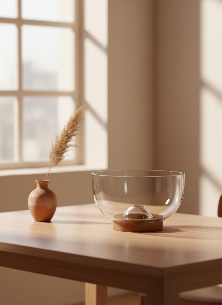 Danny Home Glass Salad Bowl With Wooden Tray