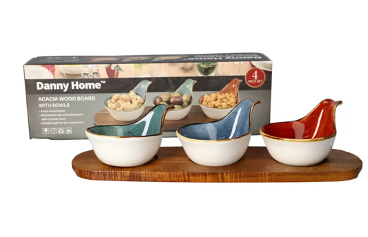 Danny Home Acacia Wood Board With Dessert Bowls