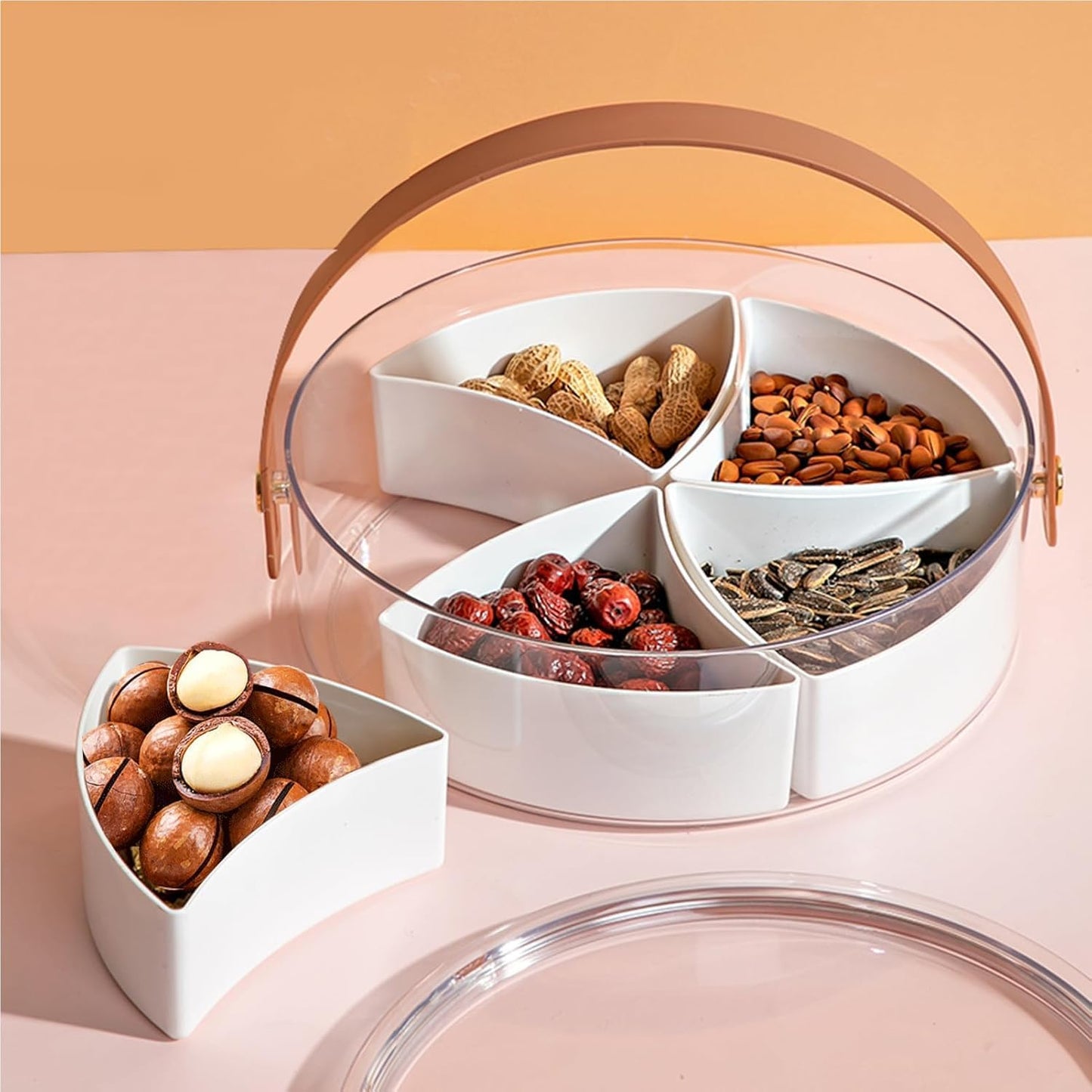 Divided Serving Tray With Lid And Handle Portable