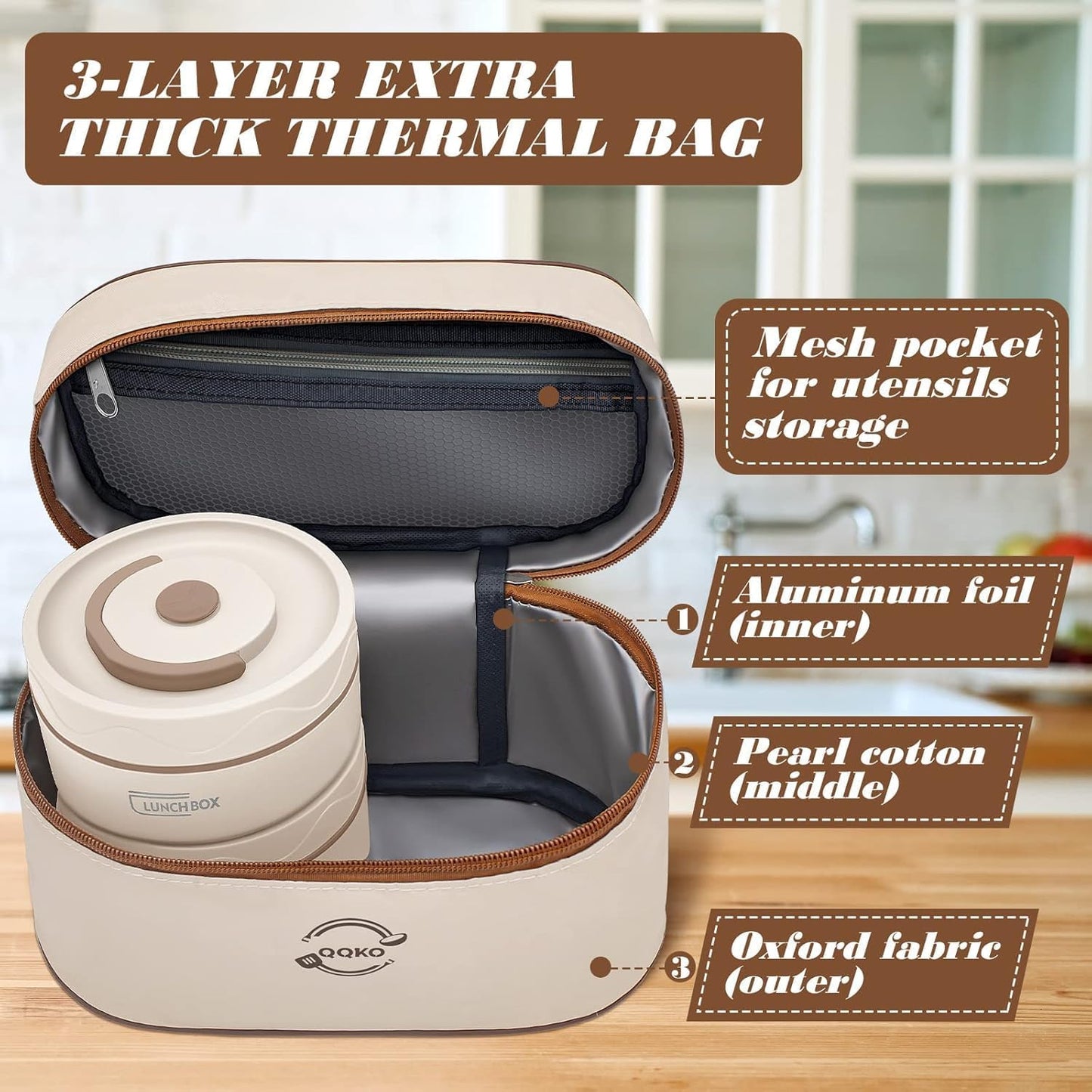Stainless Steel Thermal Lunch Box with Insulated Bag