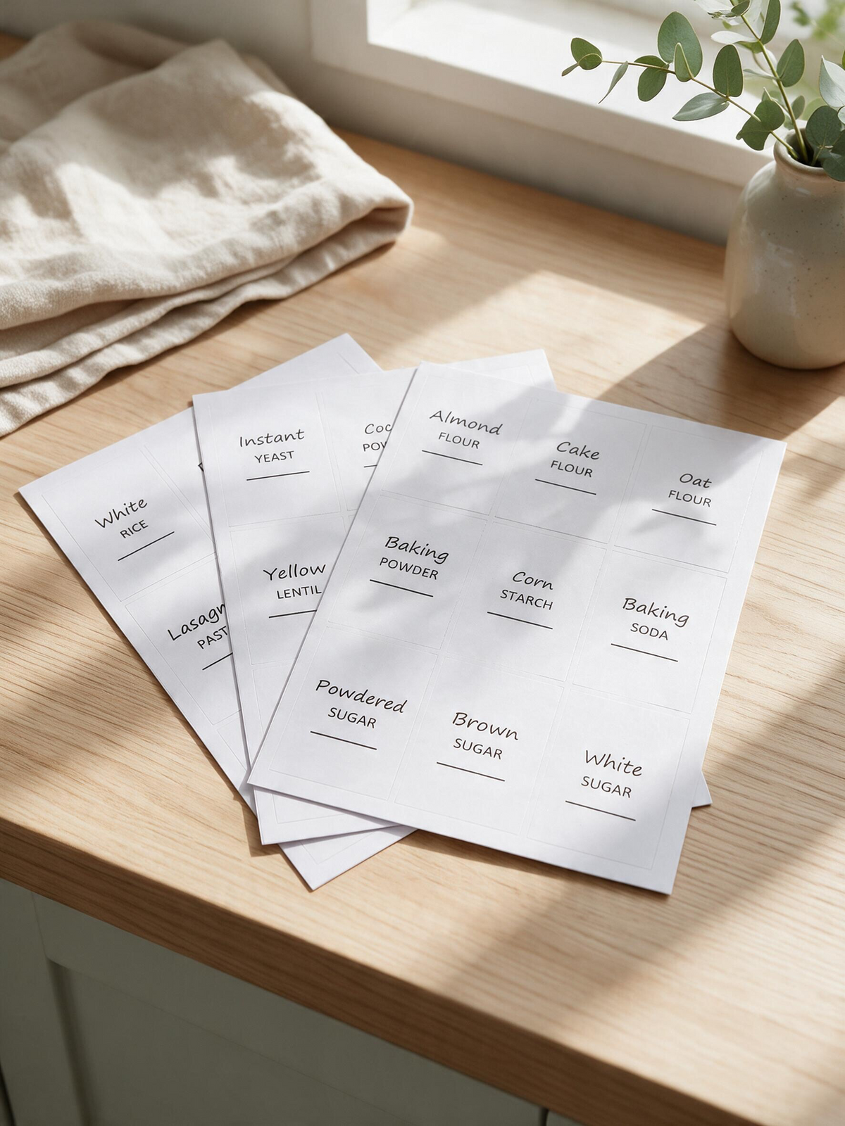 Pantry Organization Labels – 27 Stickers (3 Sheets)