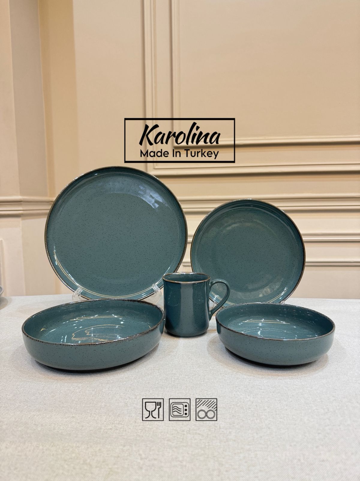 Karolina 30 Piece Dinner Set - Teal