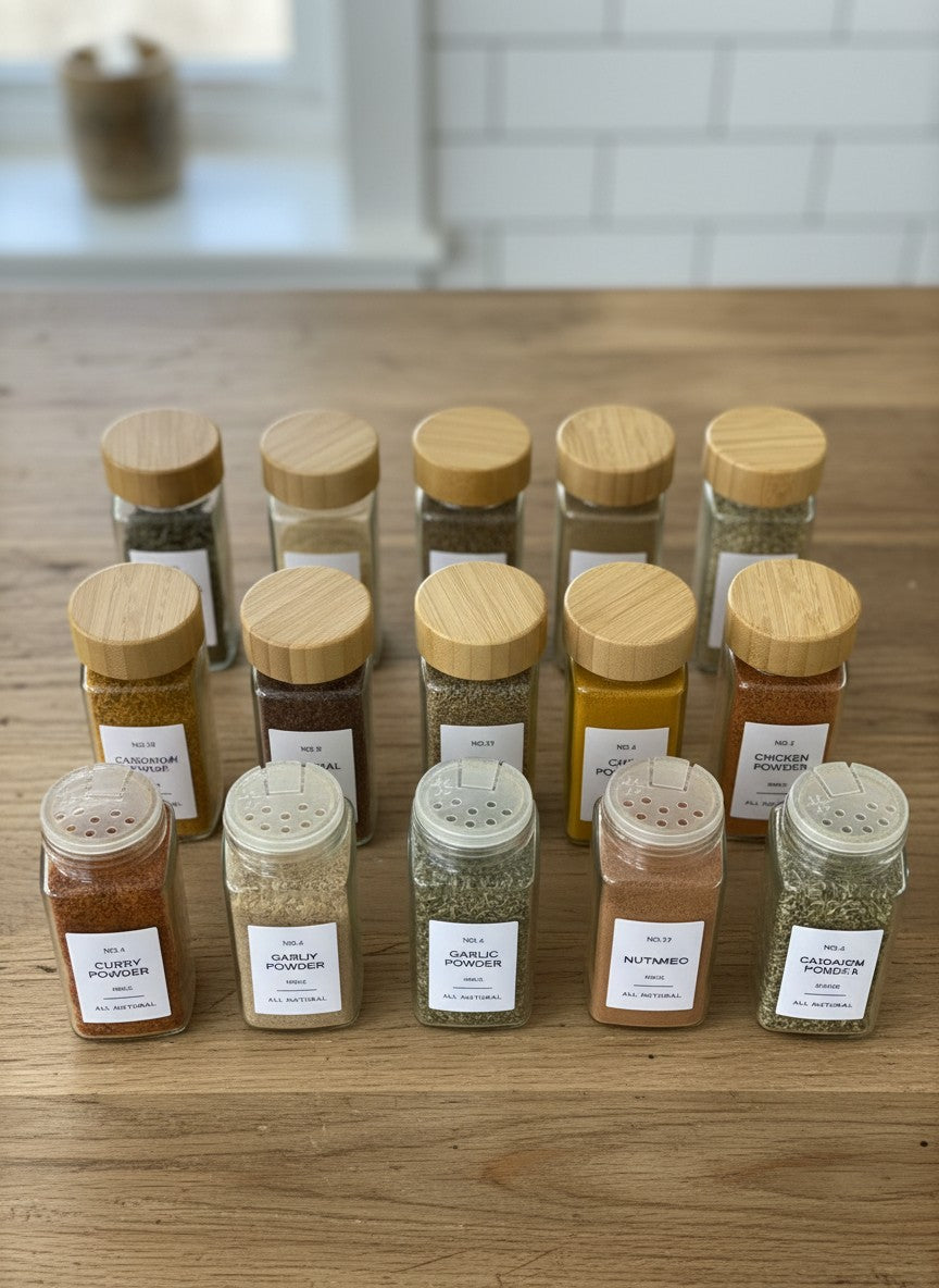 24-Piece Glass Spice Jars Set with Labels