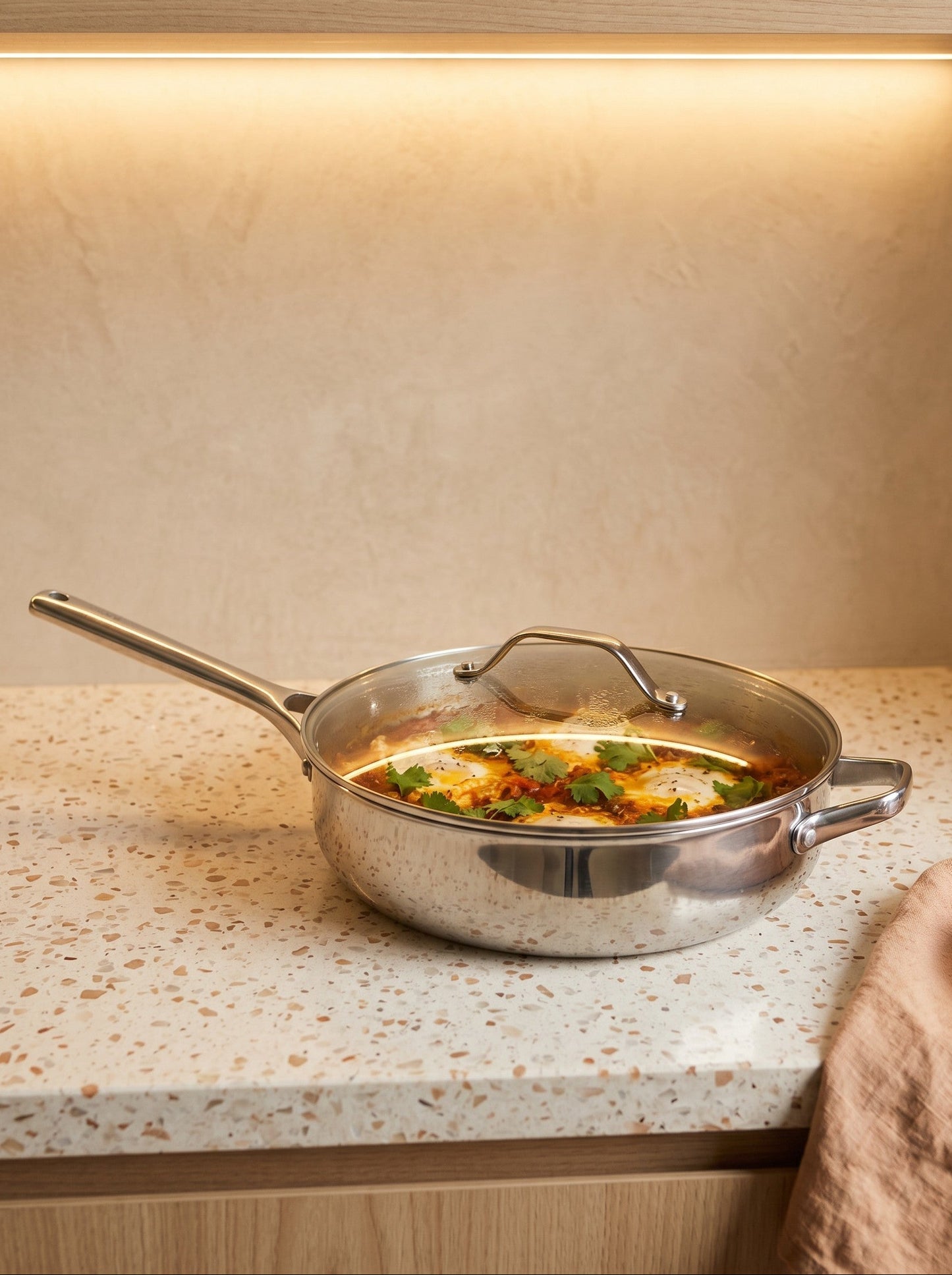 Danny Home Stainless Steel Fry Pan with Lid – 30 cm