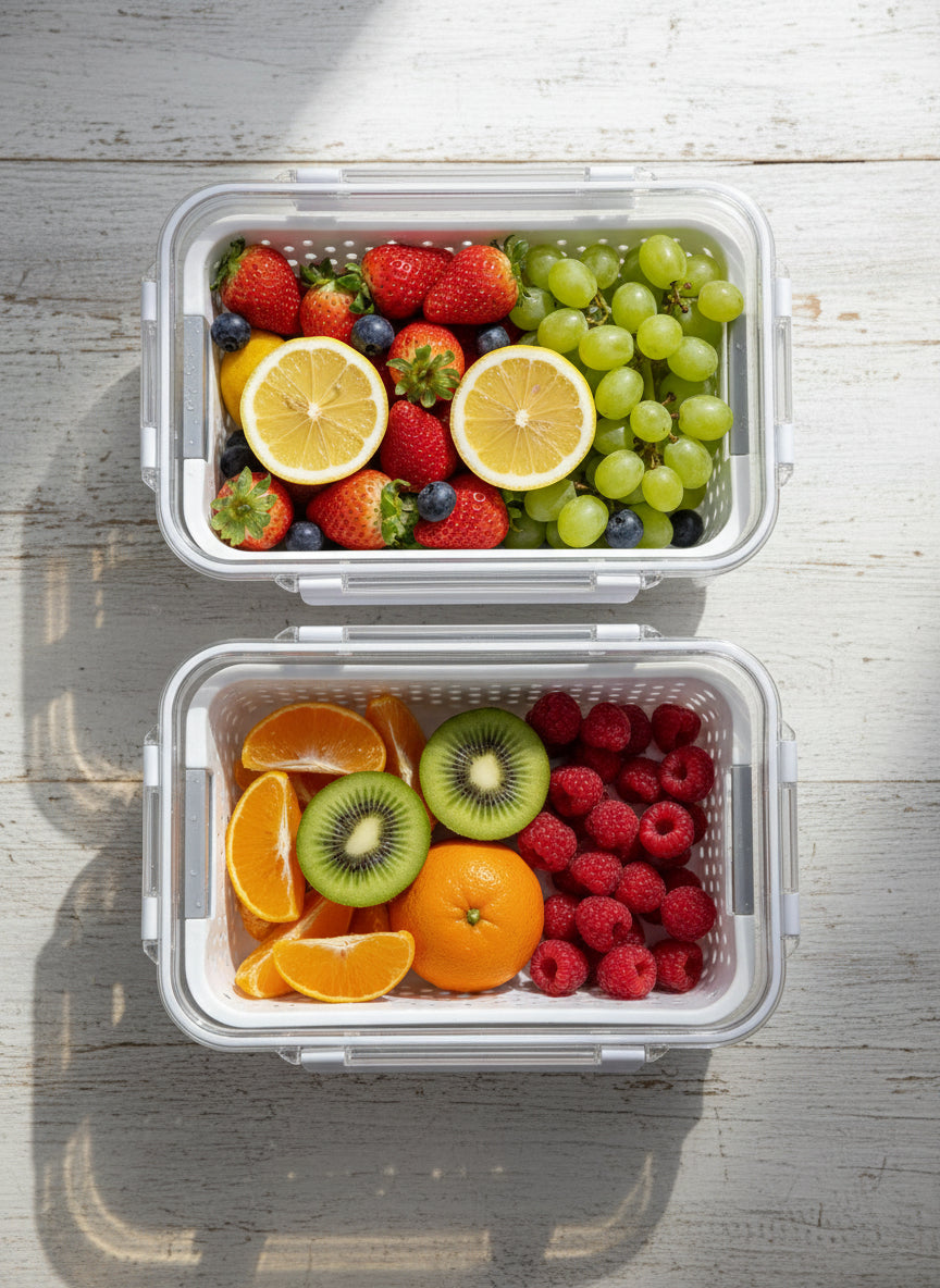 Acrylic Food Storage Container Set with Washing Baskets