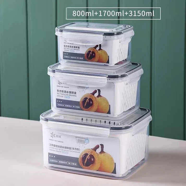 Rectangular Plastic Food Storage Containers with Drainers