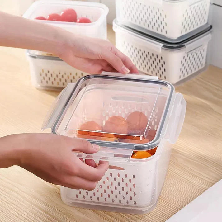 Rectangular Plastic Food Storage Containers with Drainers