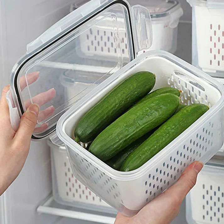 Rectangular Plastic Food Storage Containers with Drainers
