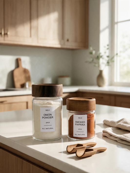 Glass Spice Jars with Wooden Lids