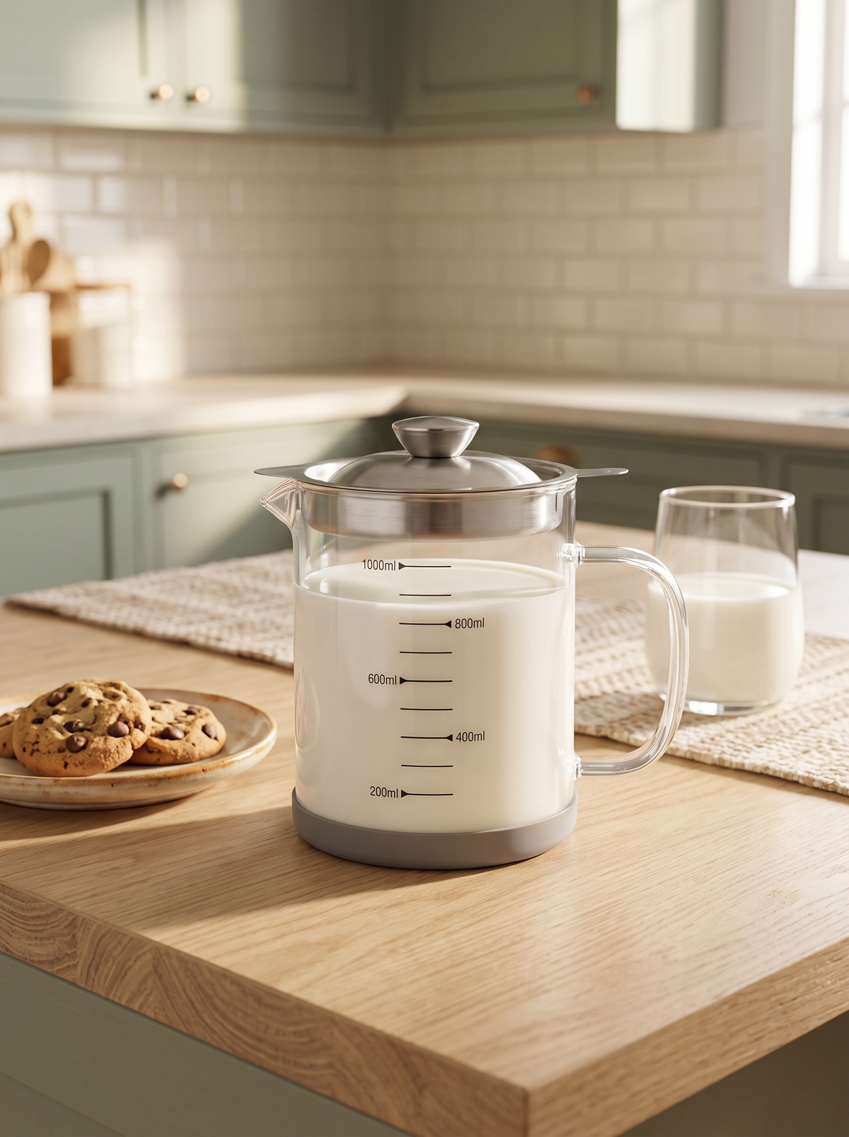 Multi Purpose Glass Oil & Milk Jug with Strainer