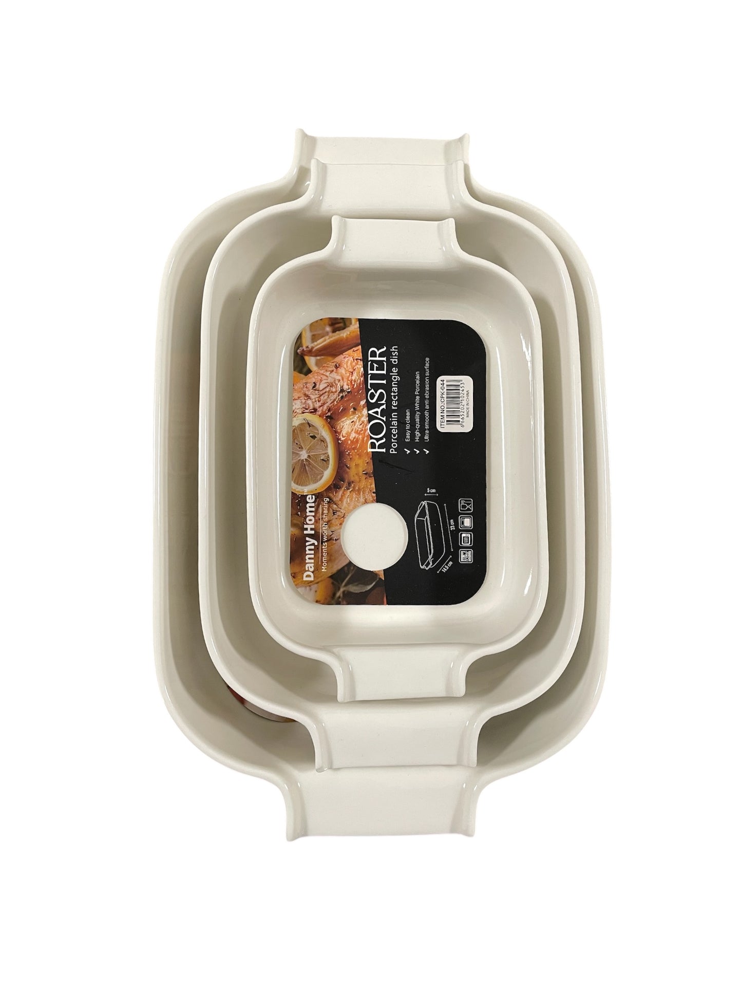 Danny Home White 3-Piece Porcelain Oven Trays Set