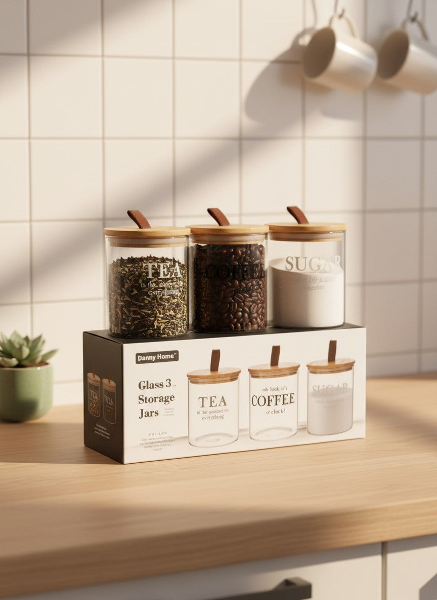 Danny Home Glass Canister Set 3pcs 750ml