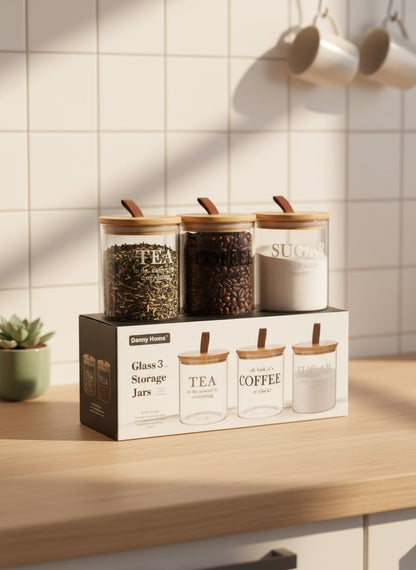 Danny Home Glass Canister Set 3pcs 750ml