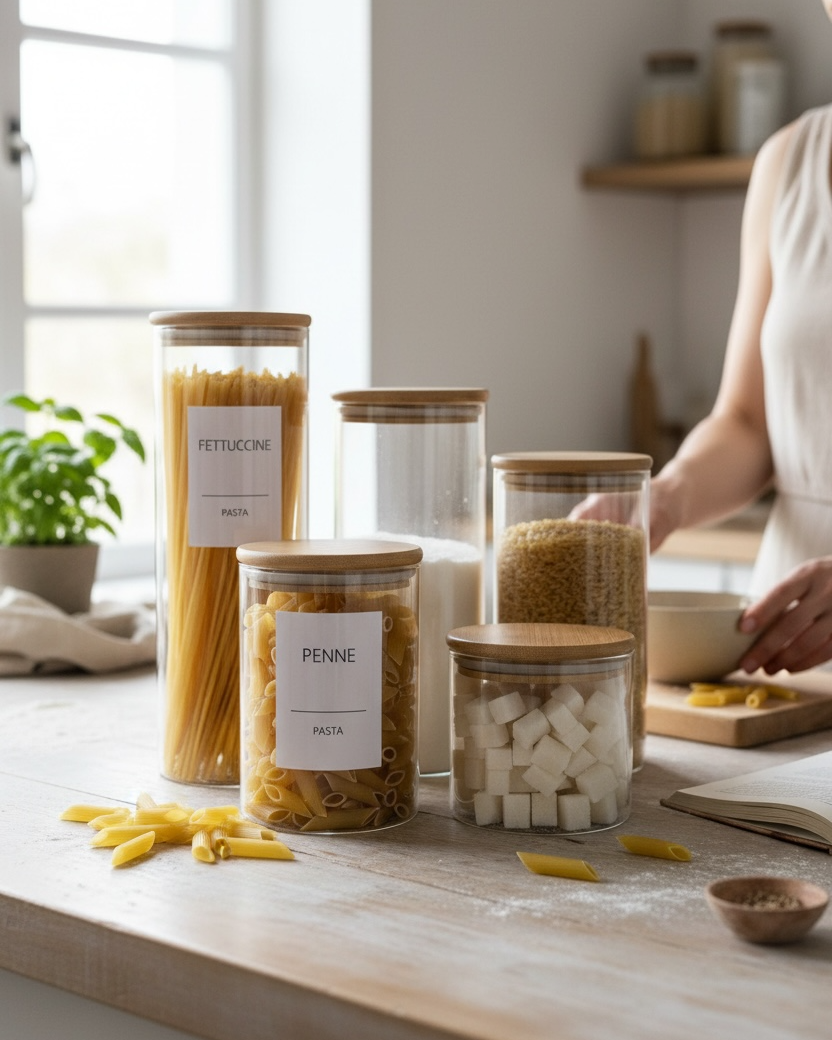 Glass Storage Jars with Bamboo Lid