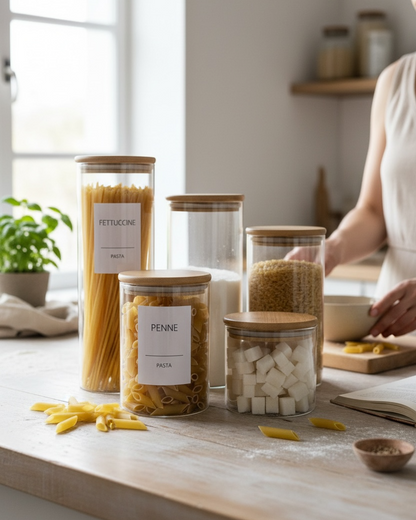Glass Storage Jars with Bamboo Lid