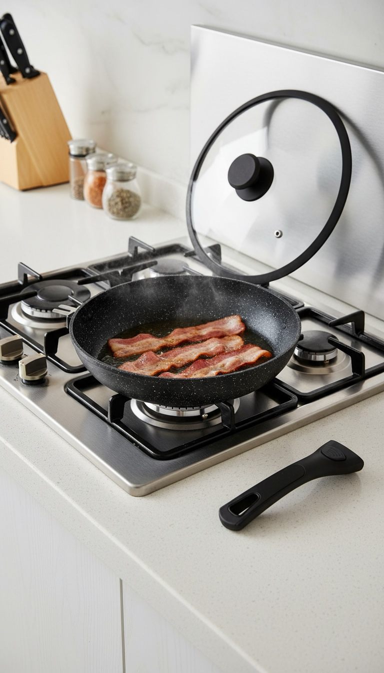 Braoly Granite Frying Pan with Removable Handle