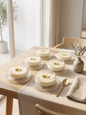 6 Piece Glass Dessert Bowl Set with Saucers