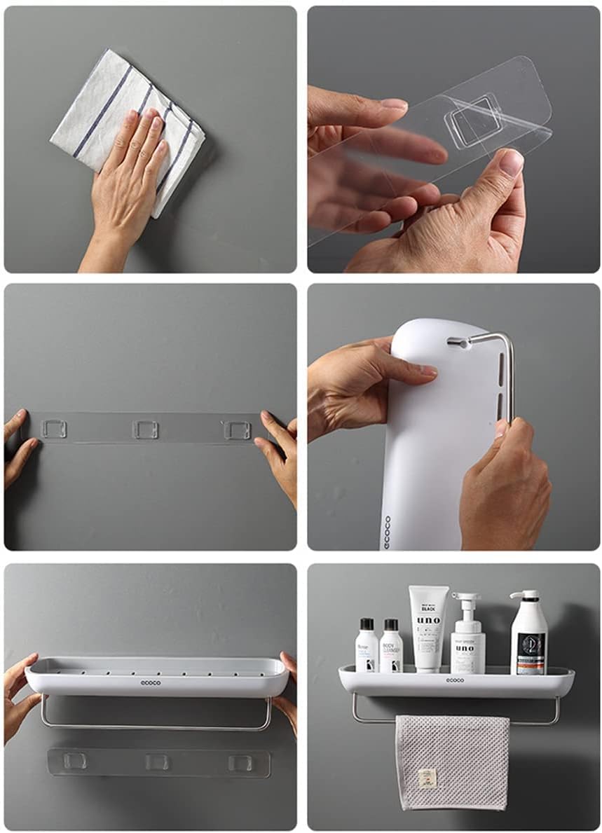 Ecoco Bathroom Shelf With Towel Holder