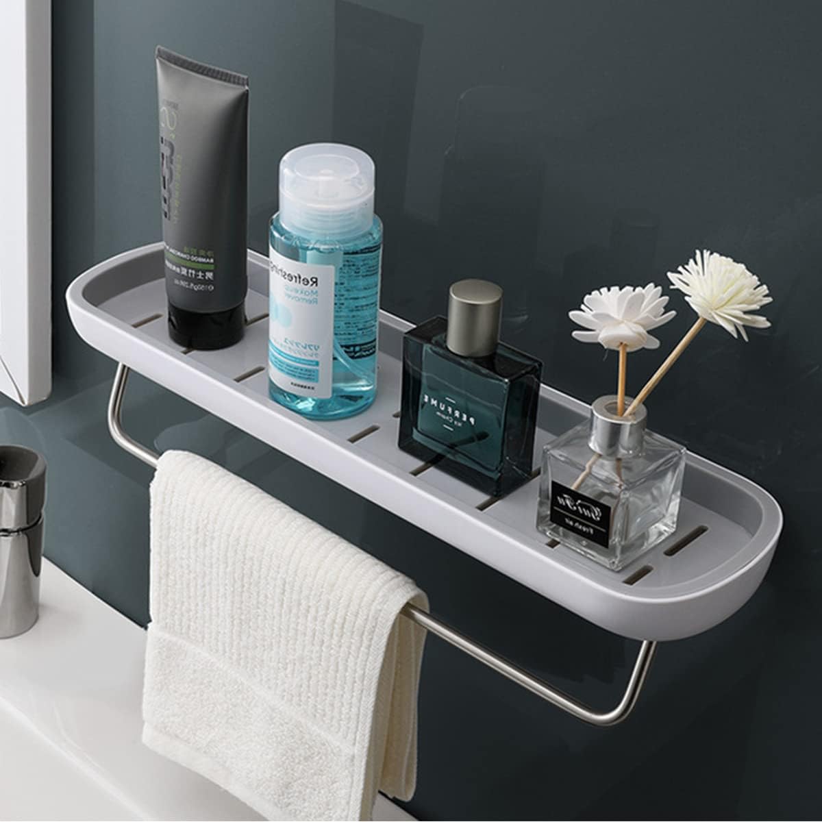 Ecoco Bathroom Shelf With Towel Holder