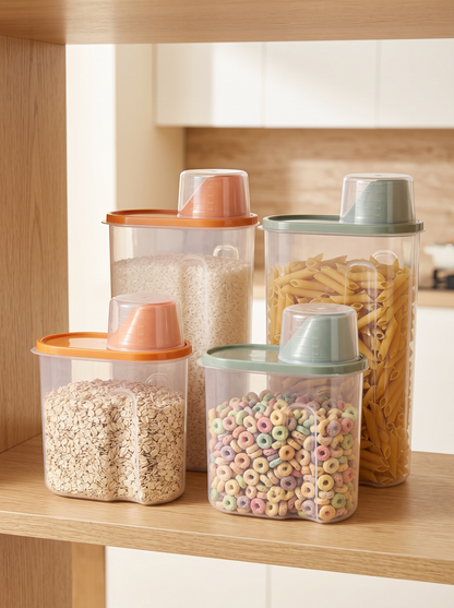 Dry Food Storage Container with Measuring Cup
