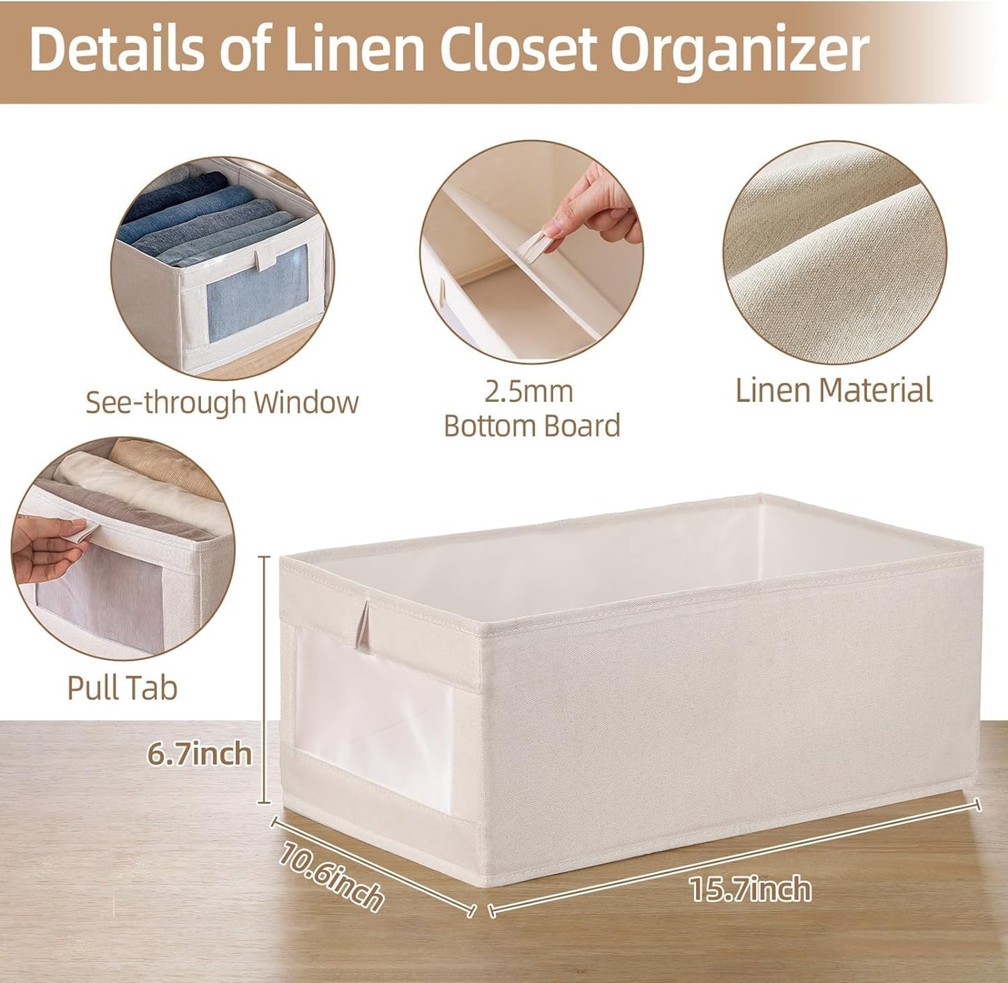 Linen foldable clothes organizer