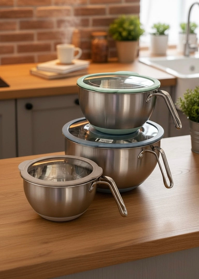 Stainless Steel Mixing Bowls Set with Handle