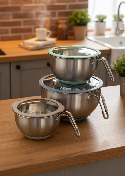 Stainless Steel Mixing Bowls Set with Handle