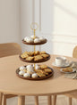 3-Tier Wooden Serving Stand with Gold Handle