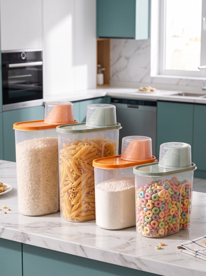 Dry Food Storage Container with Measuring Cup