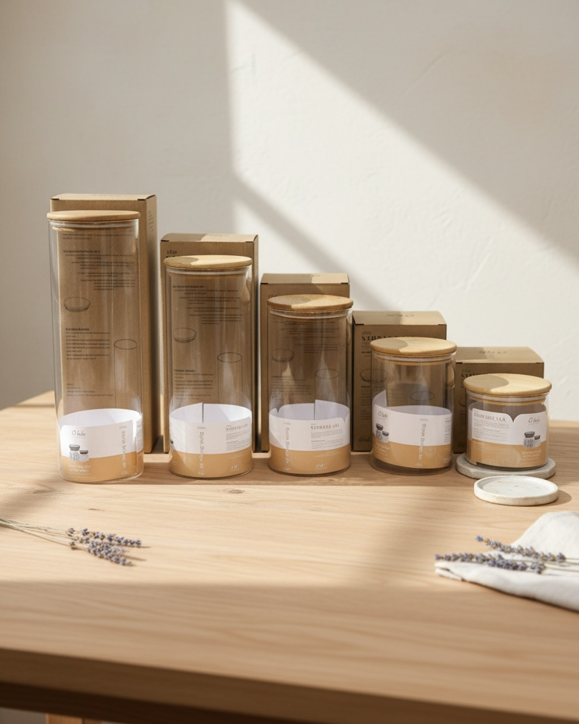 Glass Storage Jars with Bamboo Lid