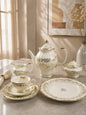 24 Pcs Classic Porcelain Tea Set with 24K Gold Trim (Imperial Gold)