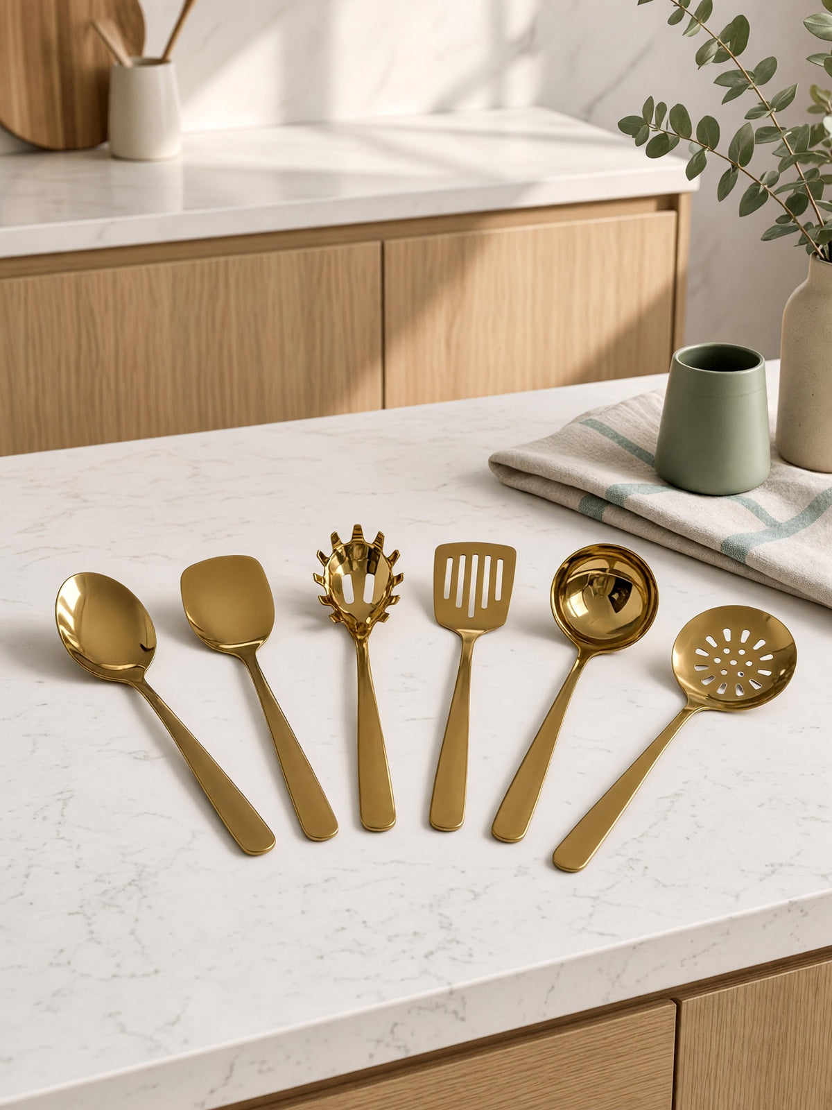 Gold Stainless Steel Kitchen Utensil Set – 6 Pieces