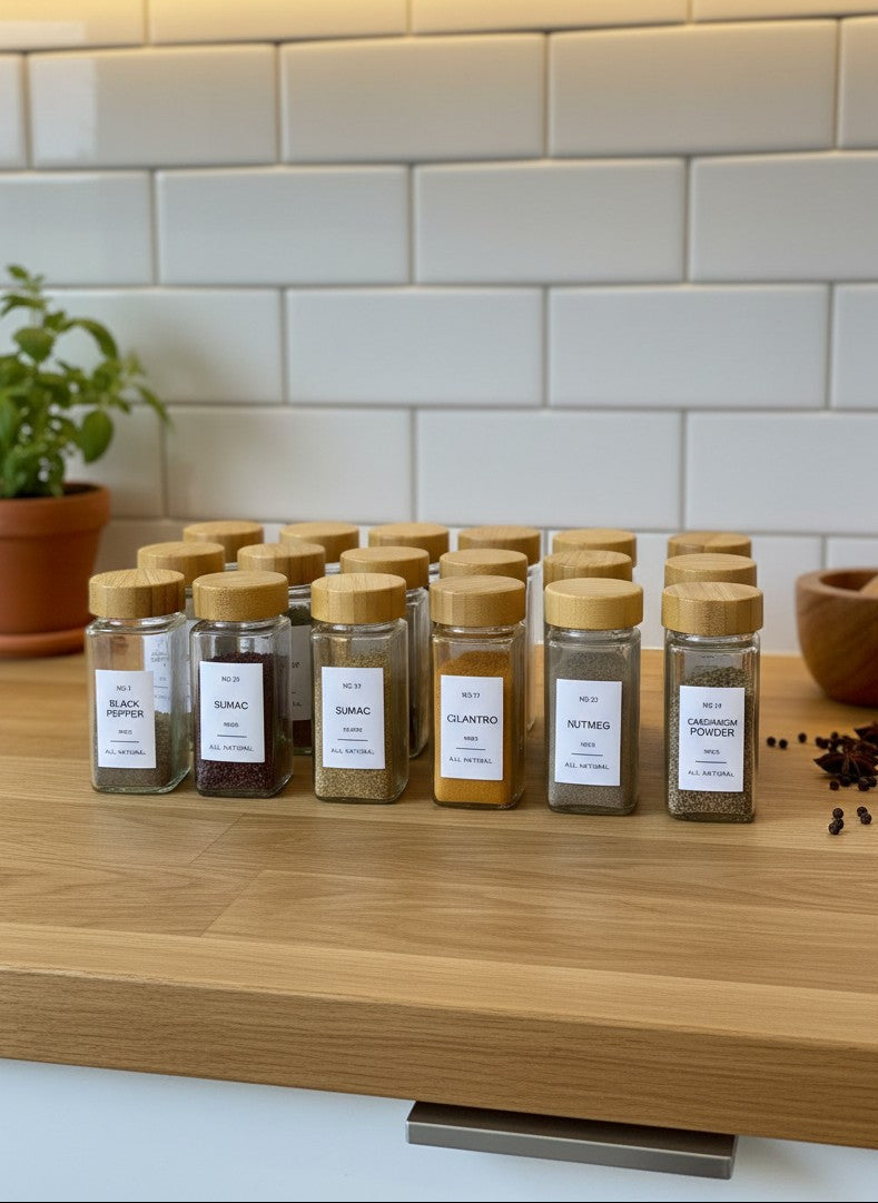24-Piece Glass Spice Jars Set with Labels
