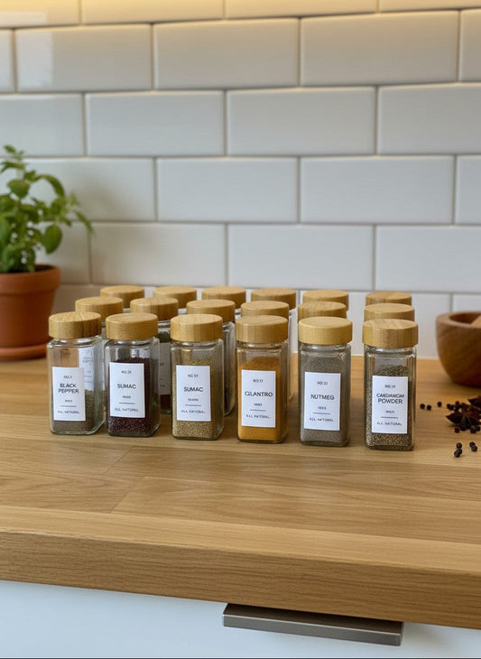 24-Piece Glass Spice Jars Set with Labels