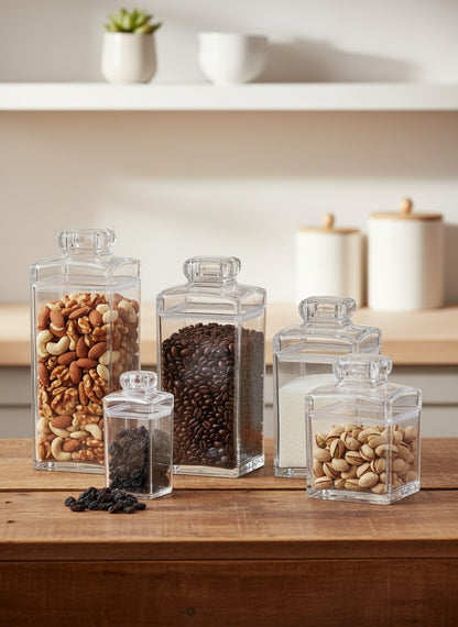 Acrylic Storage Jars with Lids – 5 Sizes