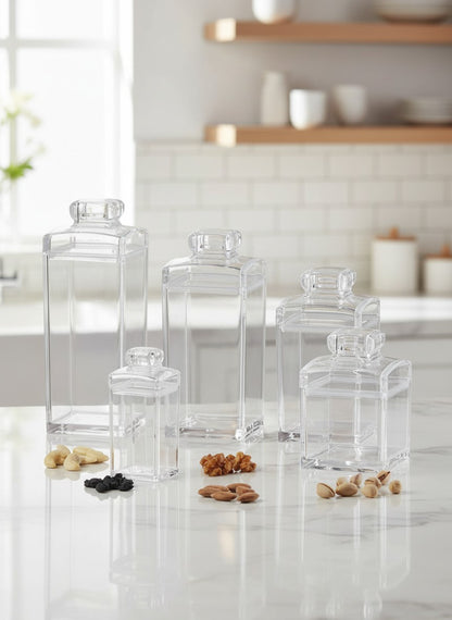 Acrylic Storage Jars with Lids – 5 Sizes