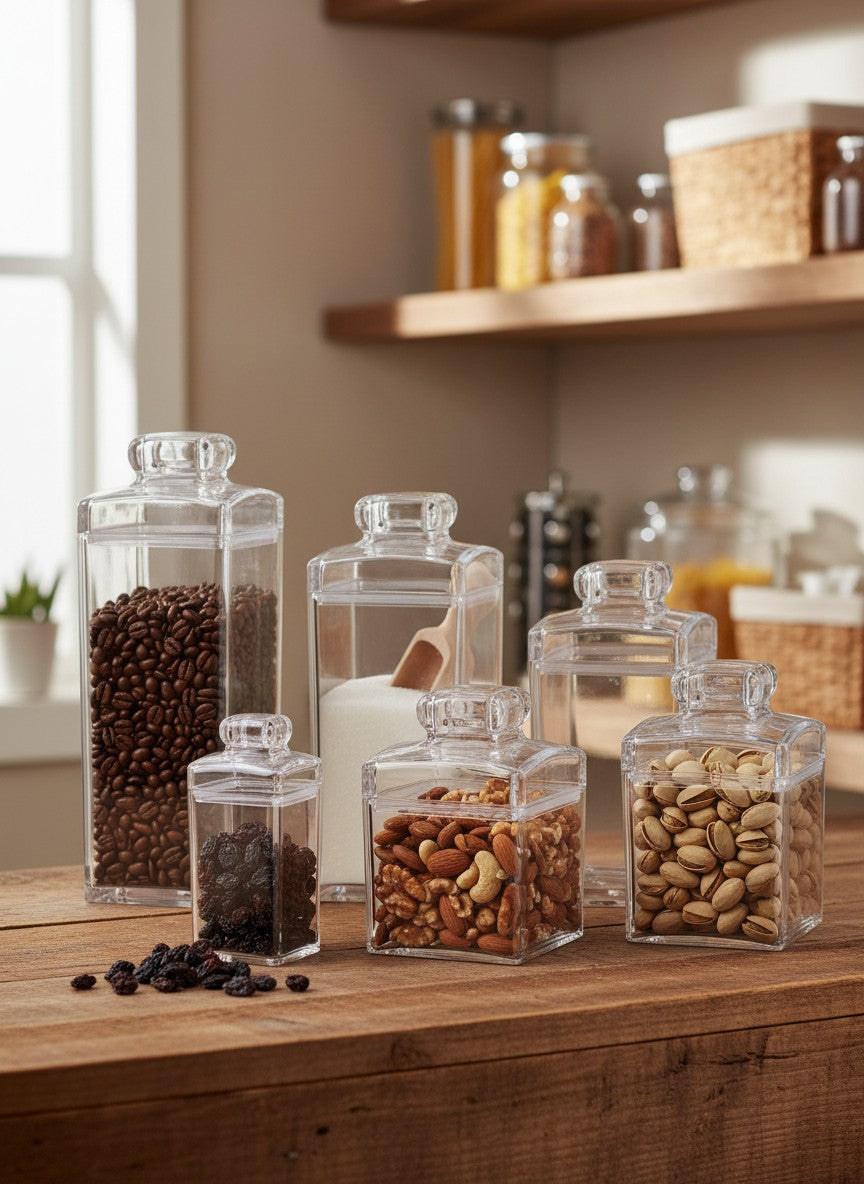 Acrylic Storage Jars with Lids – 5 Sizes