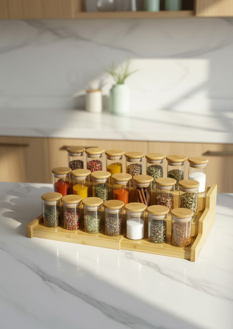 3 Tier Bamboo Spice Rack Organizer