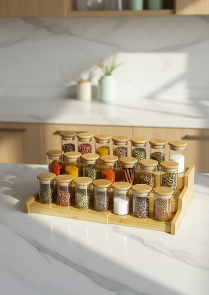 3 Tier Bamboo Spice Rack Organizer