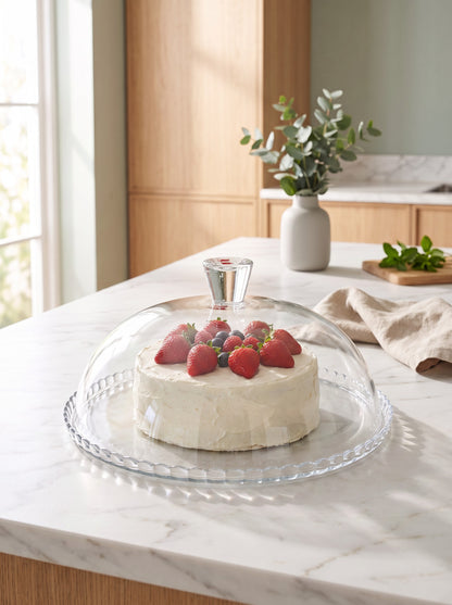 Pasabahce Glass Cake Stand with Dome – 32 cm