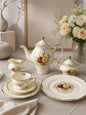 24 Pcs Classic Porcelain Tea Set with 24K Gold Trim (English Garden)
