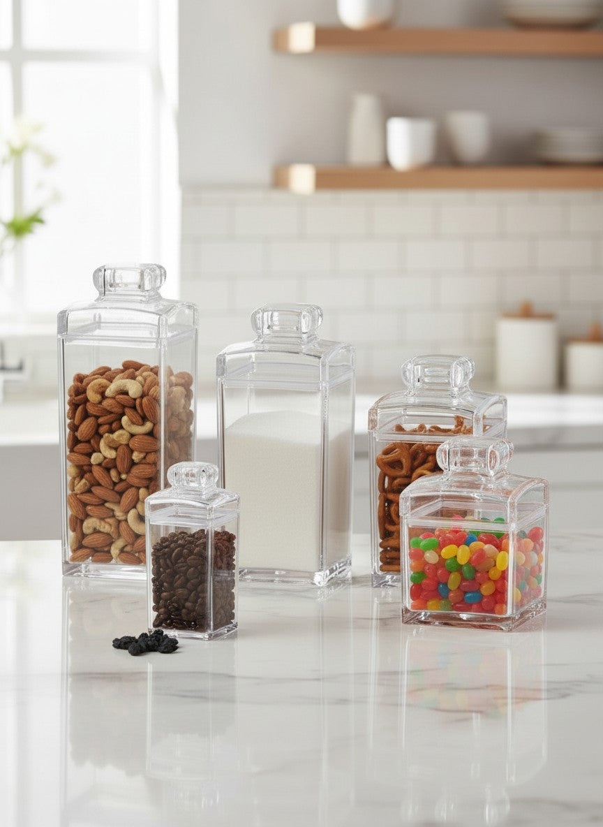 Acrylic Storage Jars with Lids – 5 Sizes