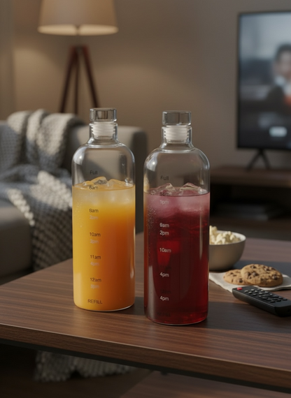 Glass Bottle with Time Markers – 1 Liter