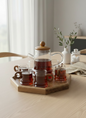 Glass Tea Serving Set with Wooden Tray – 8 Pieces