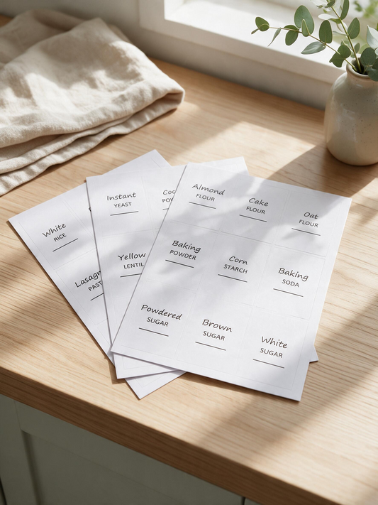 Pantry Organization Labels – 27 Stickers (3 Sheets)