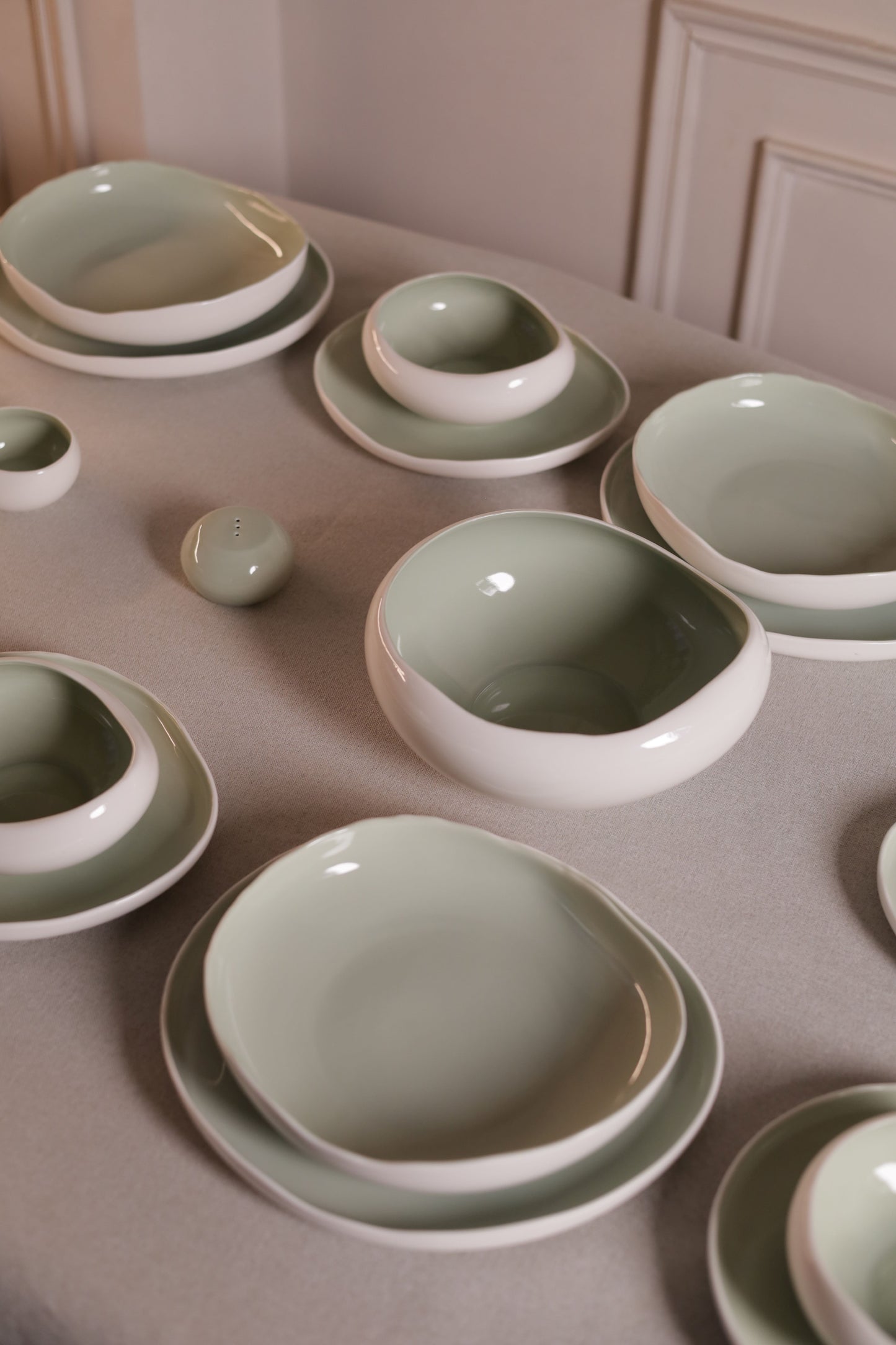 Mushroom Dinner Set – Sage Green