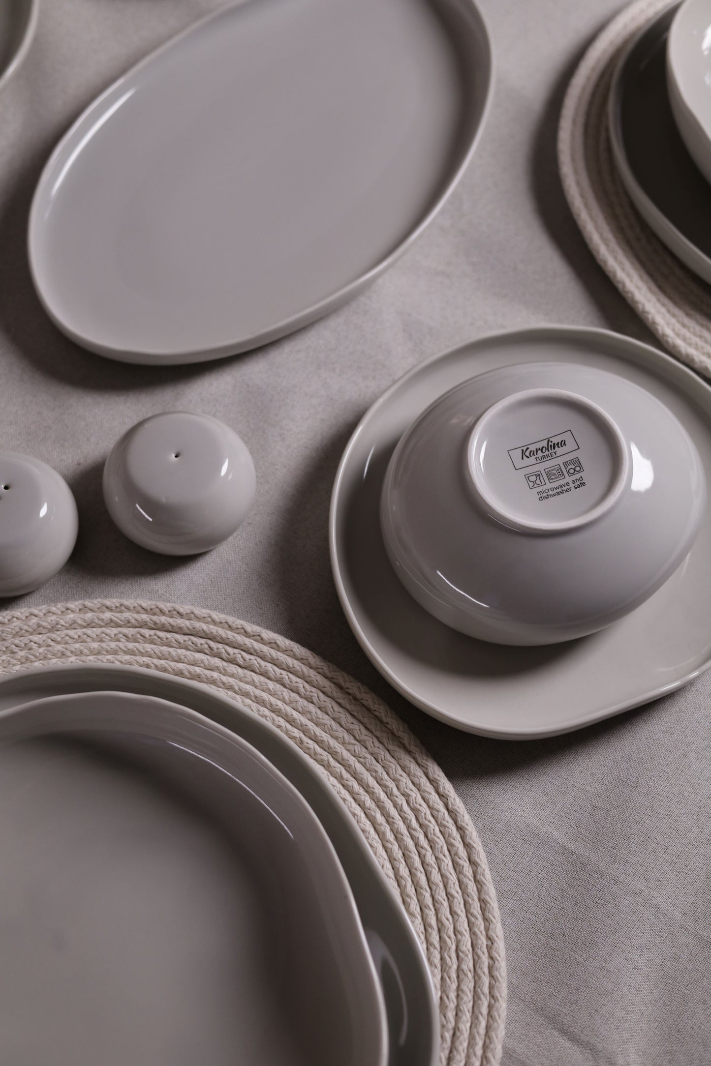 Mushroom Dinner Set – Soft Grey