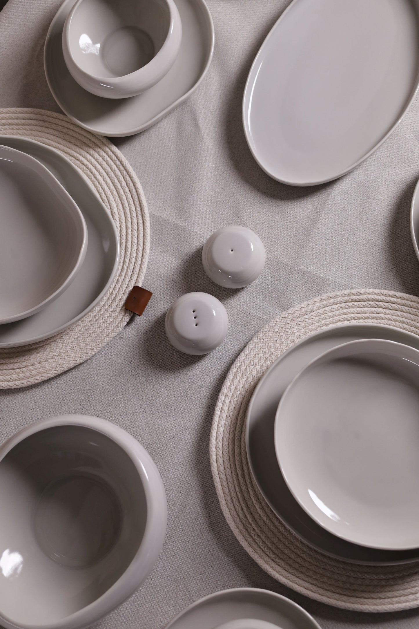 Mushroom Dinner Set – Soft Grey