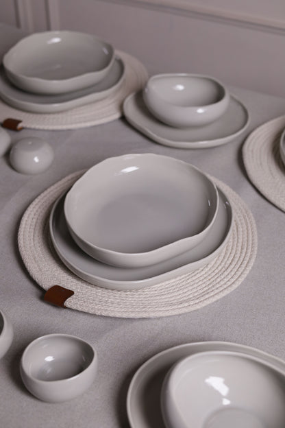 Mushroom Dinner Set – Soft Grey