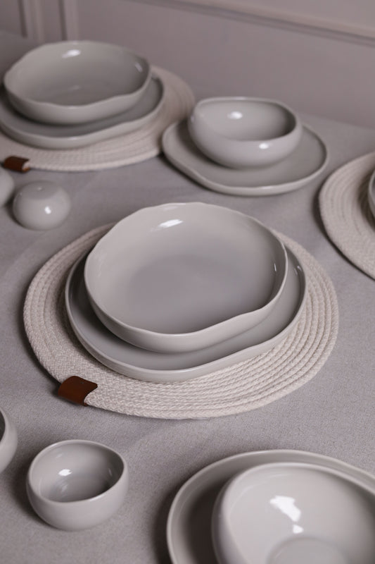 Mushroom Dinner Set – Soft Grey